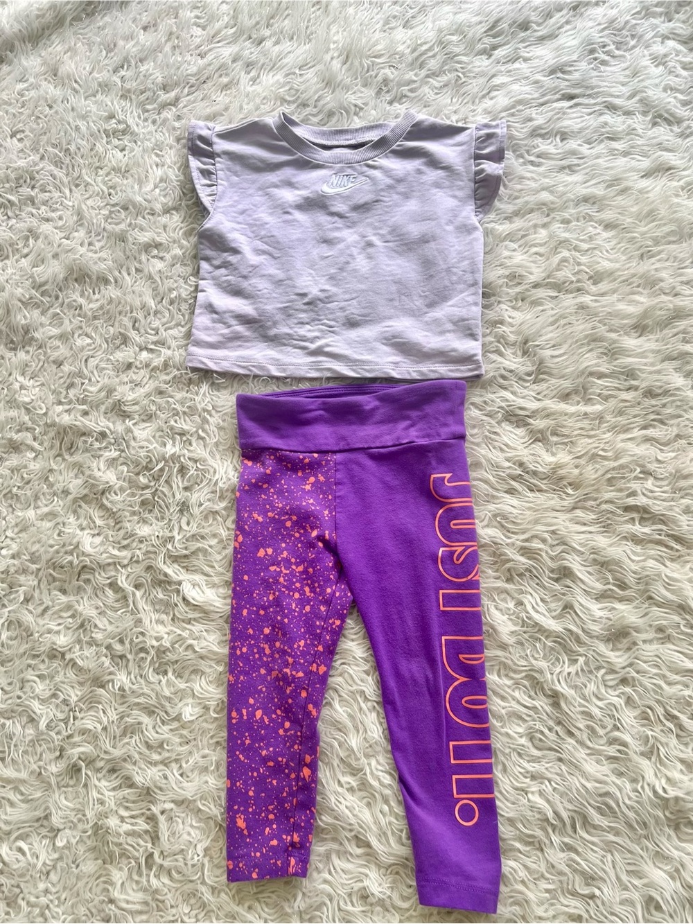 Nike Girls' Purple 'Just Do It' Active Leggings and top set